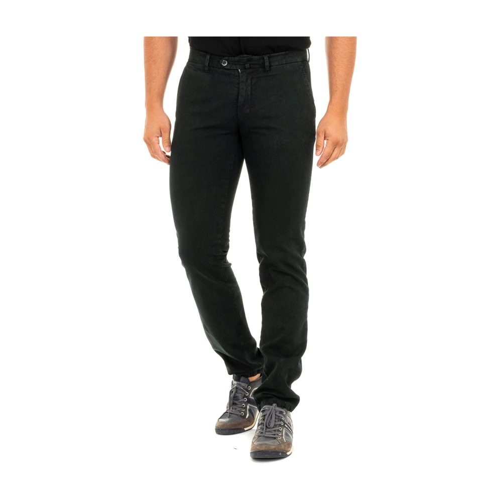 La Martina Men's Blue Marine Buttoned Pants Straight Cut