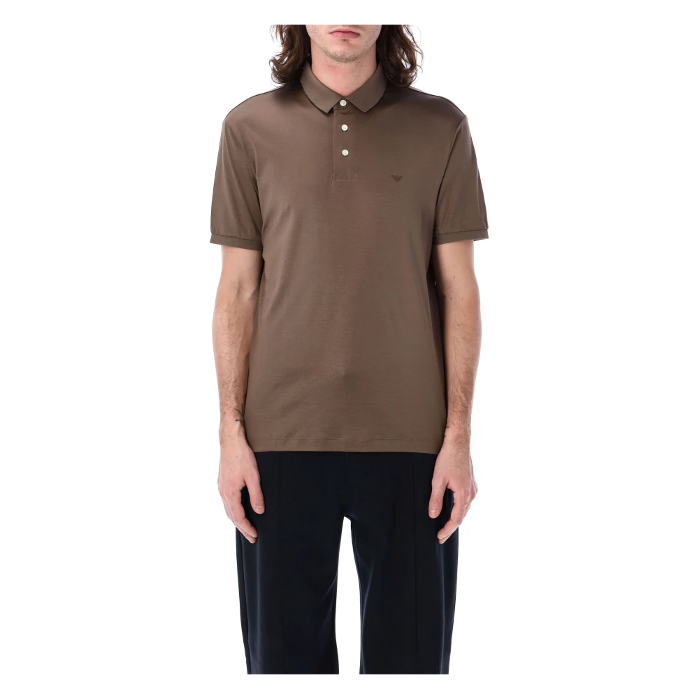 Emporio Armani Klassieke Polo Shirt voor Mannen Brown Heren