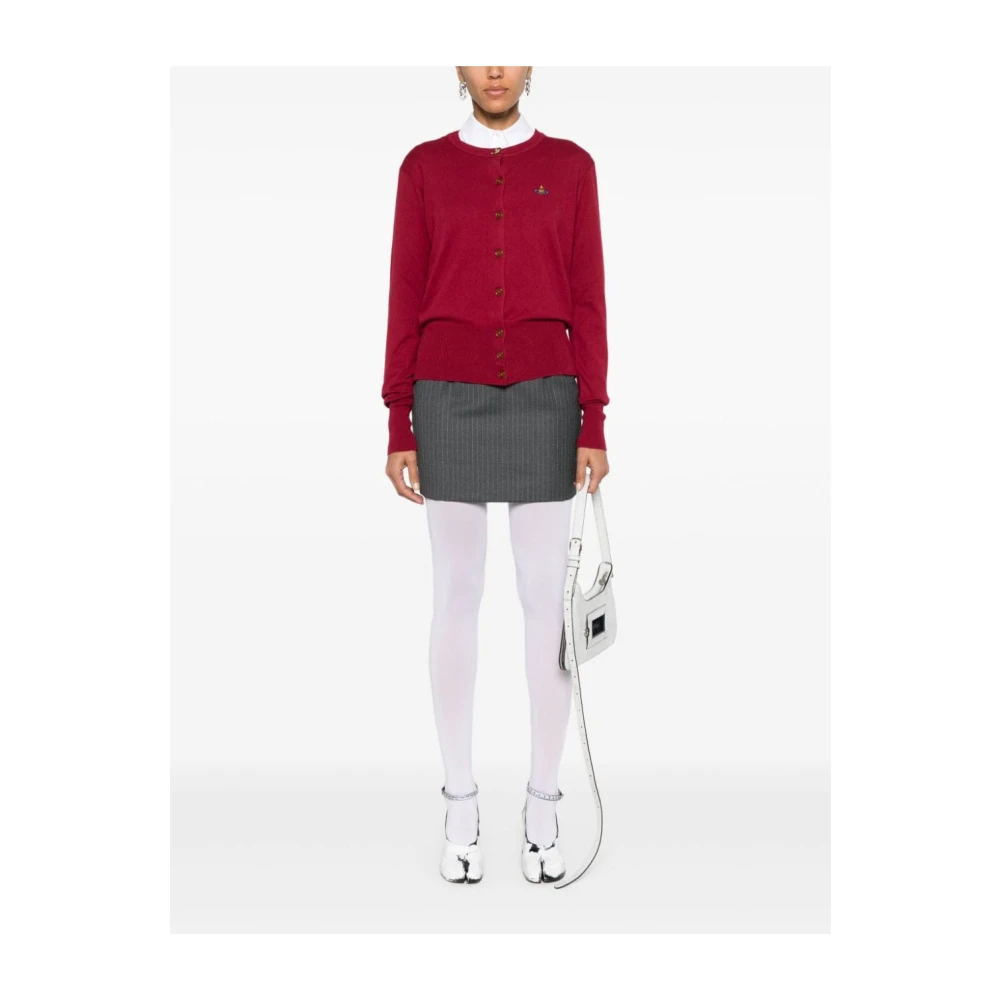 Vivienne Westwood Bordeaux Gebreide Trui met Orb Logo Red Dames