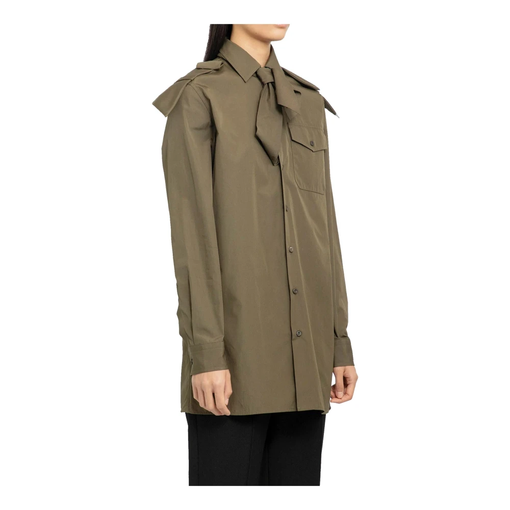 Prada Katoenen Shirt met Logodetail Green Dames