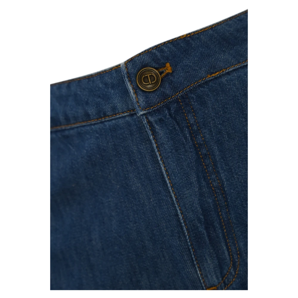 Twinset Hoge taille denim broek wijde pasvorm Blue Dames