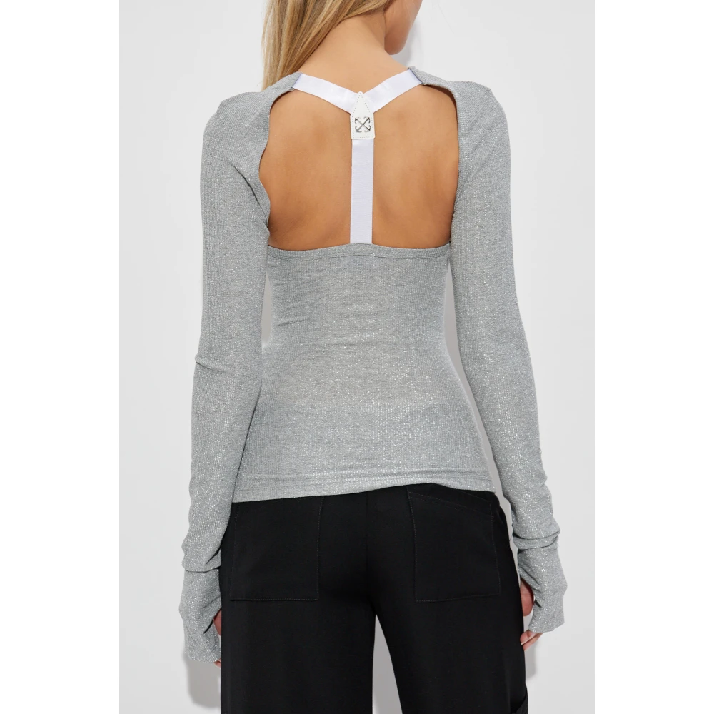 Off White Top met lurex draad Gray Dames