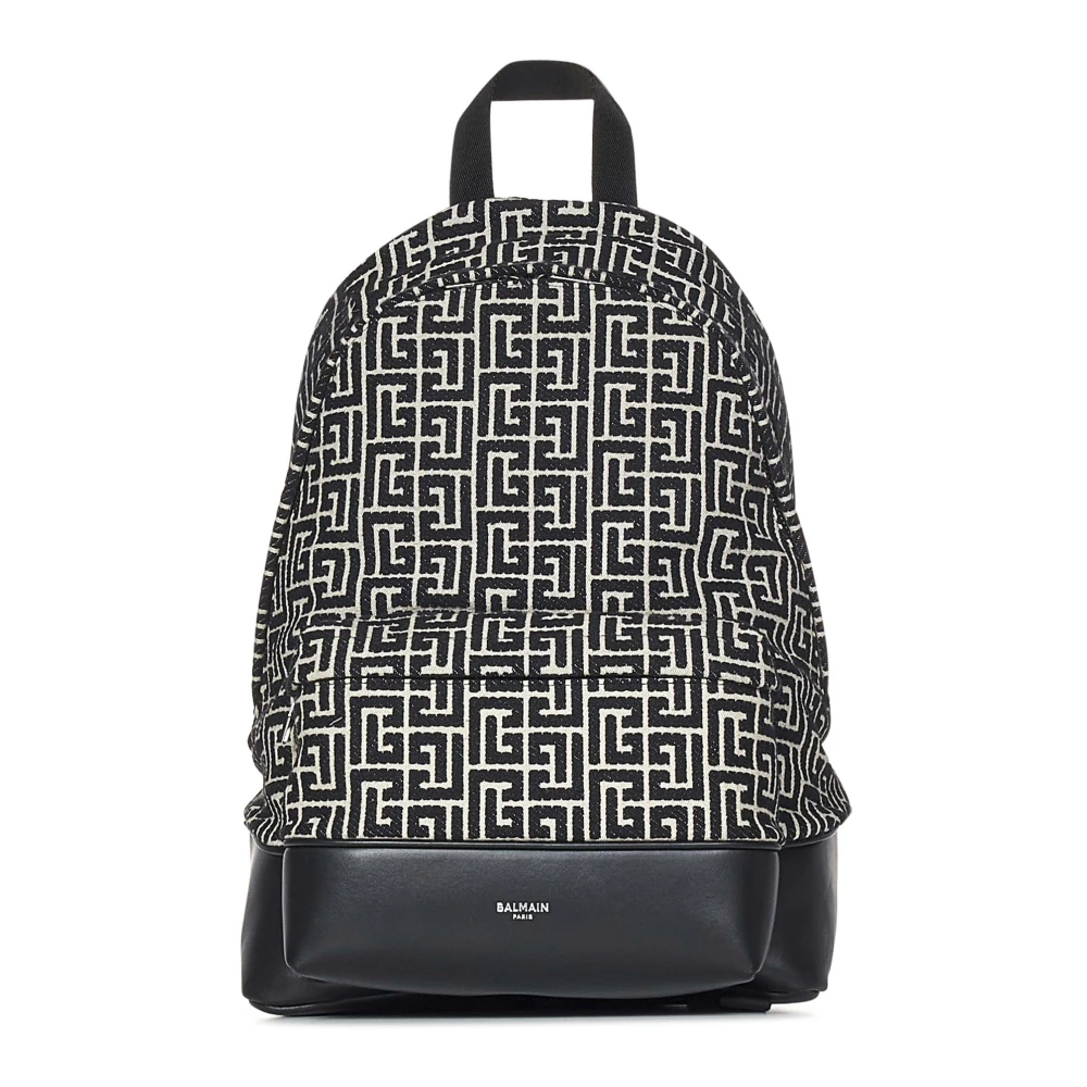 Balmain Zwarte Jacquard Rugzak Black Heren