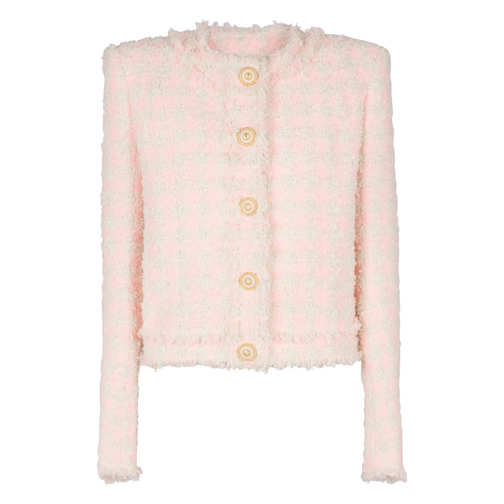 Balmain Rose Beige Tweed Jacket Pink, Dam