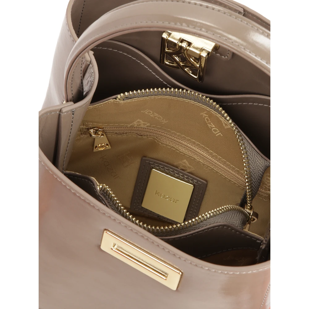 Kazar Taupe handtas met handvat en afneembare band Beige Dames