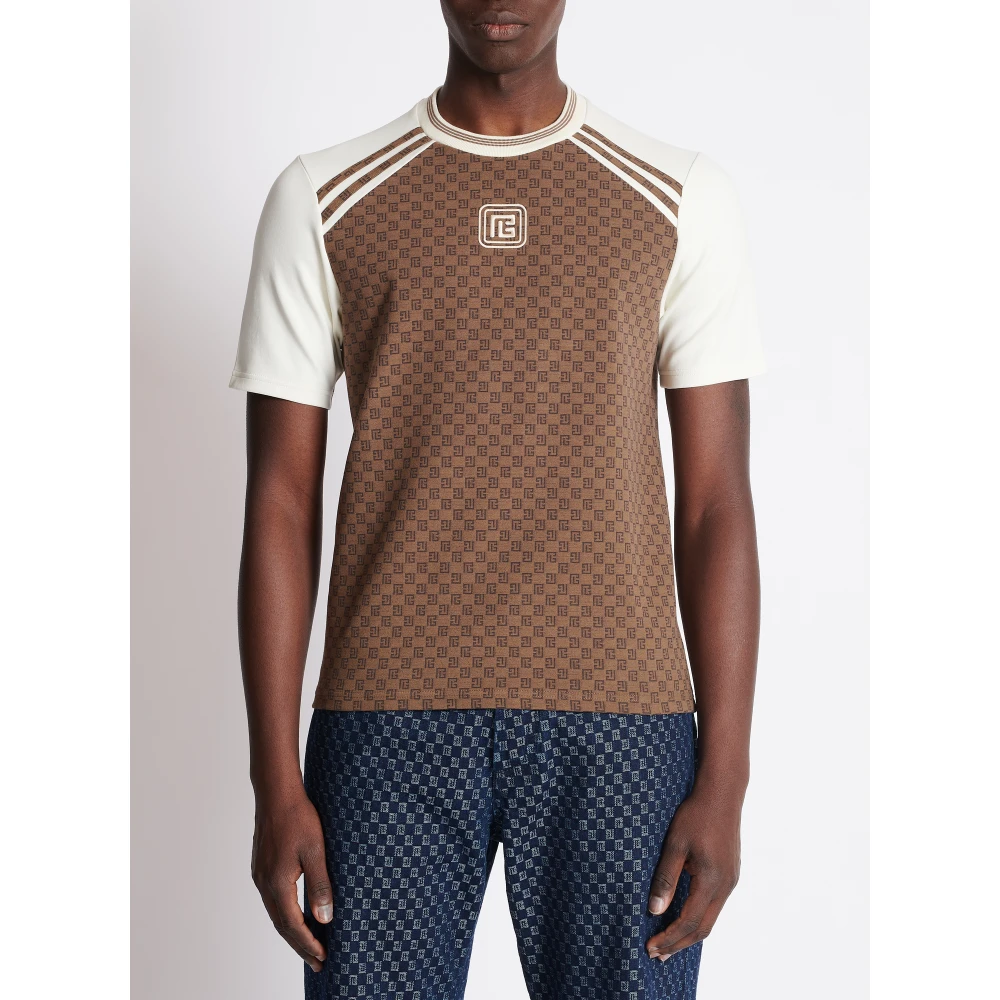 Balmain Retro PB ini onogra t-shirt Brown Heren