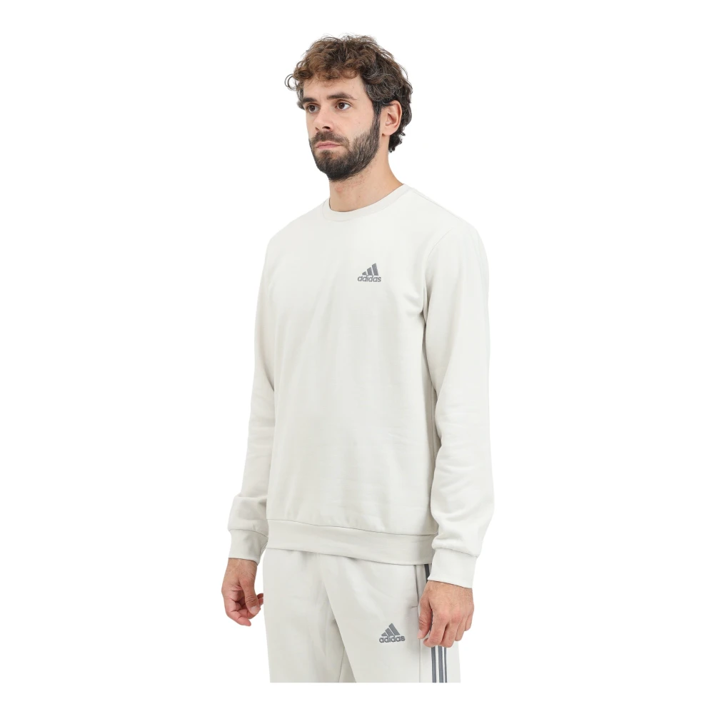 Adidas Essentials Beige Crewneck Sweater Gray Heren