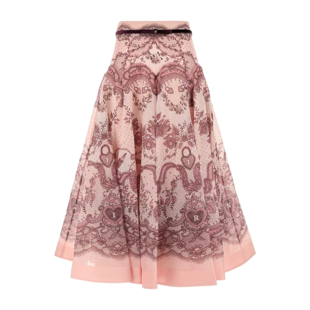 Zimmermann Women's Multicolor Maxi Skirts, S, Crush Flared Midi Skirt
