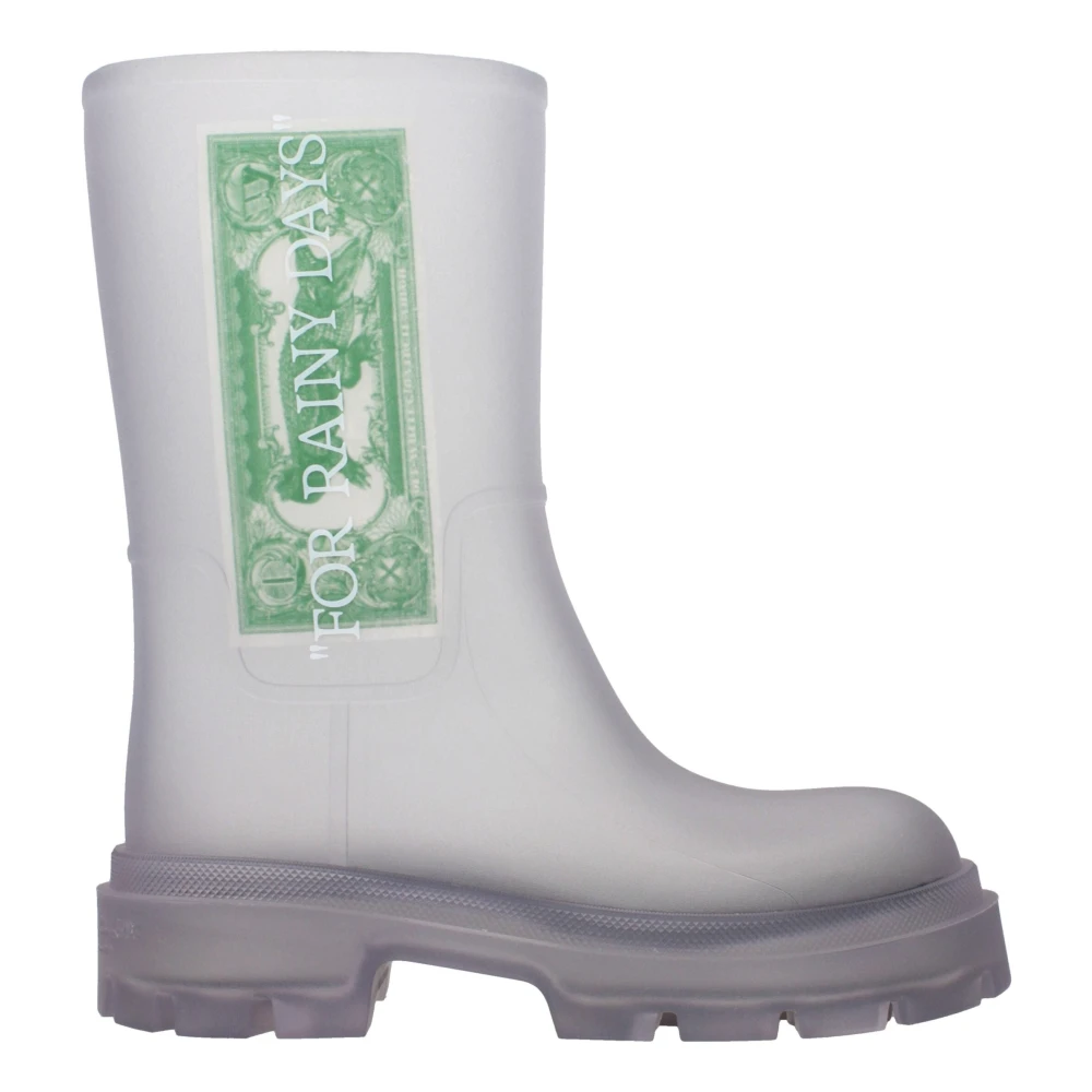 Off White , Wellies, Male, Gray, 6 Uk, Transparent Pvc Ankle Boots
