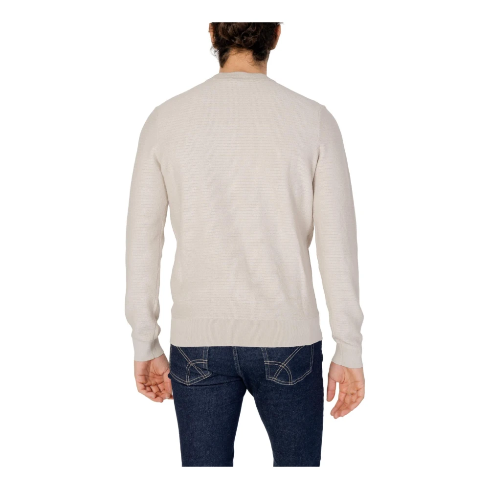 Boss Luxe katoen-kasjmier gebreide trui Beige Heren
