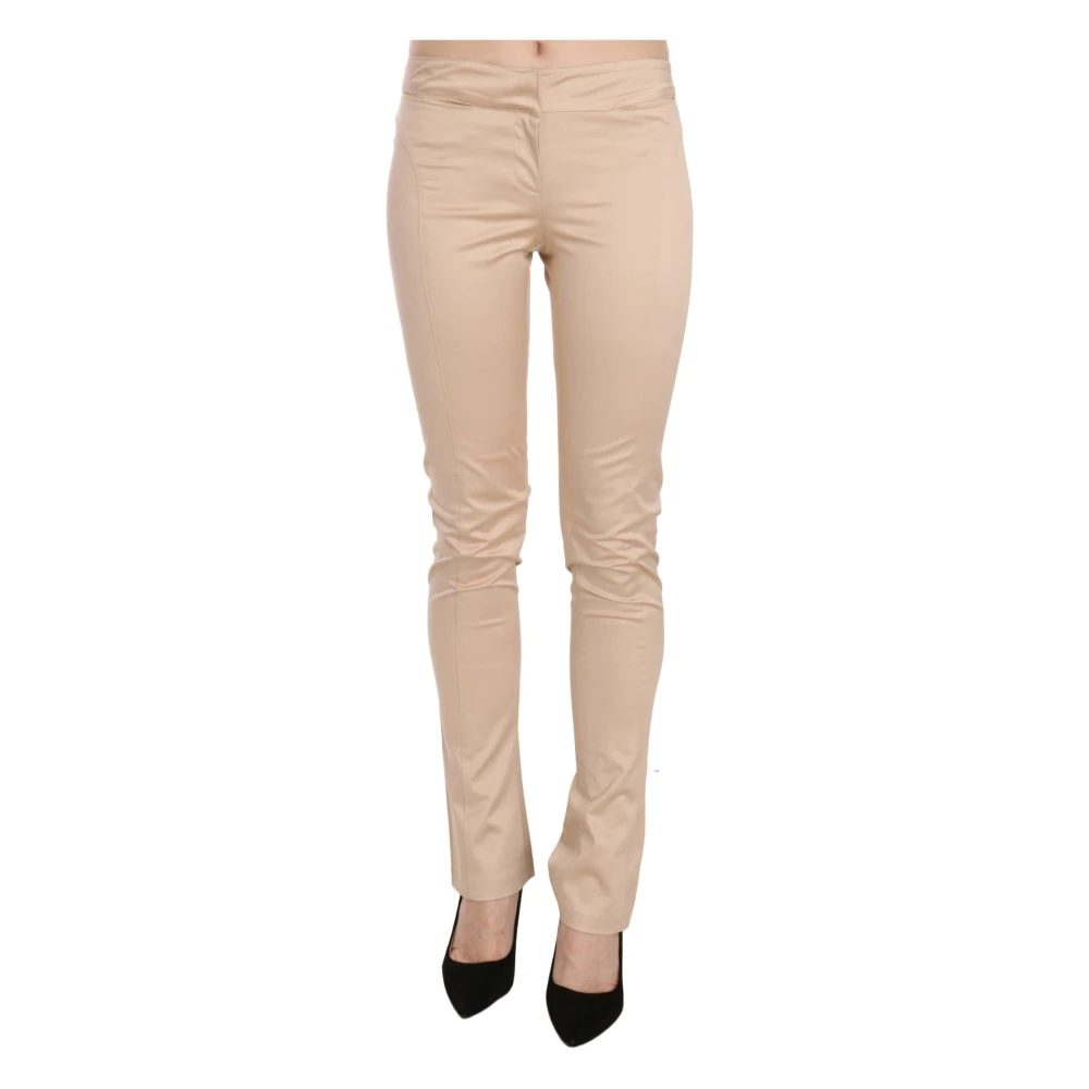 Just Cavalli , Slim-Fit Trousers, Female, Beige, Xs, Elegant Cream Skinny Trousers