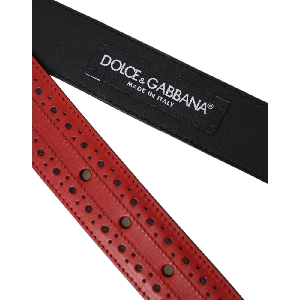 Dolce & Gabbana Rode Geperforeerde Leren Riem Mannen Red Dames