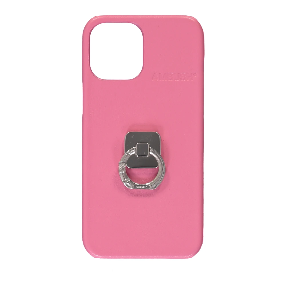 Ambush Logo Detail Hoesje Metaal Leer Polyester Pink Dames