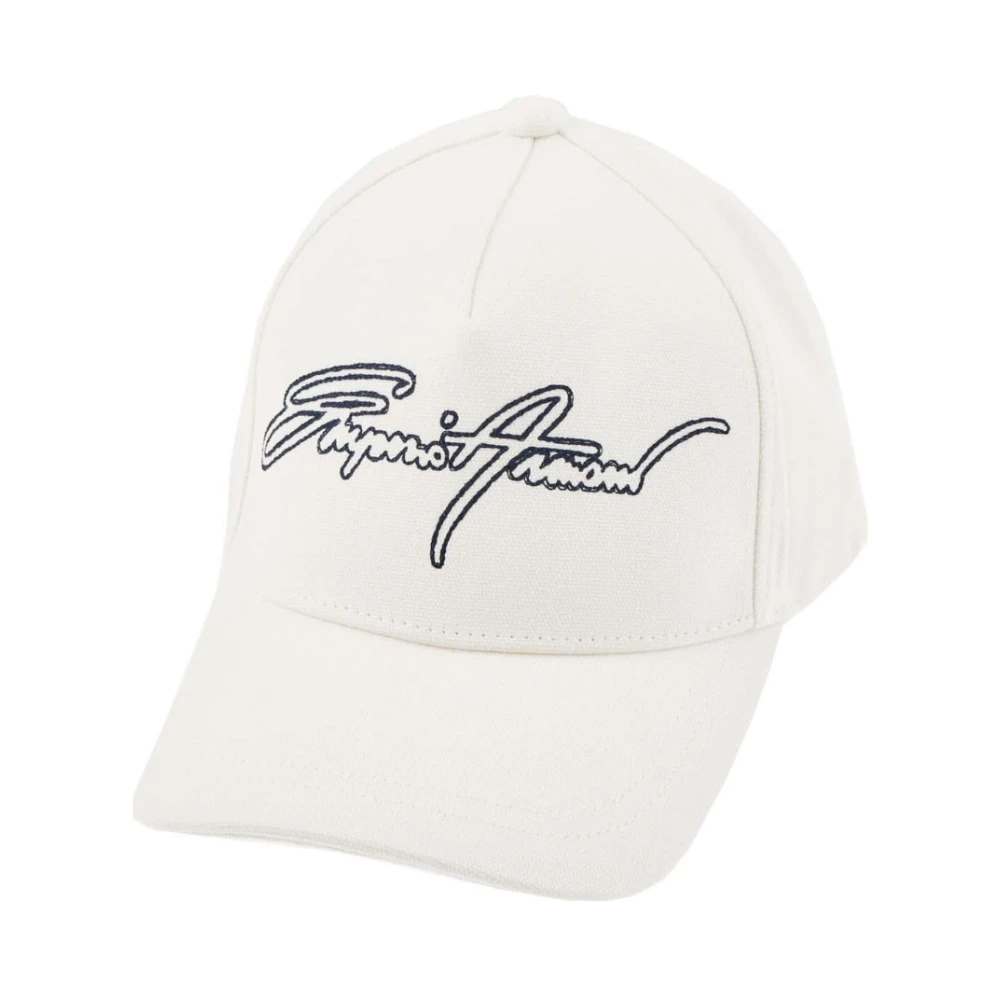 Emporio Armani Men's White Hats & Caps, One Size, Baseball Cap With Logo Embroidery