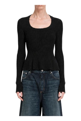 Peplum Top Engineered Ribs