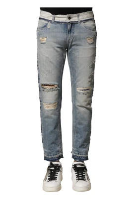 Blå Tvättad Straight Denim Jeans
