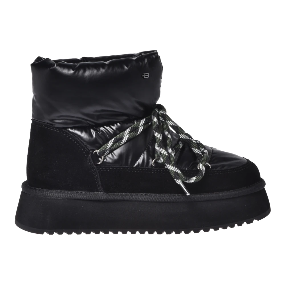 Baldinini Women's Black Suede Leather And Nylon Ankle Boots - Winter Boots - 6 Uk - Shoes
