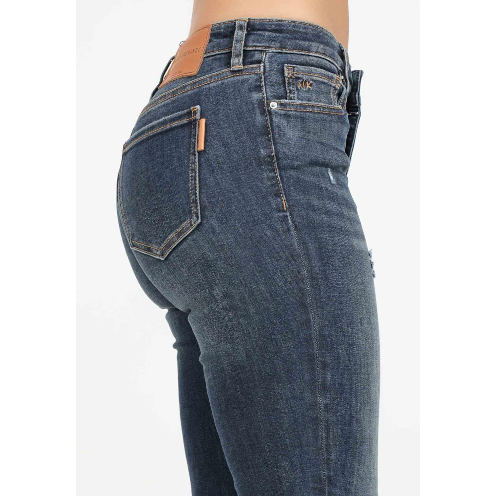 Armani Exchange Slim Fit Skinny Blauwe Denim Jeans Blue Dames