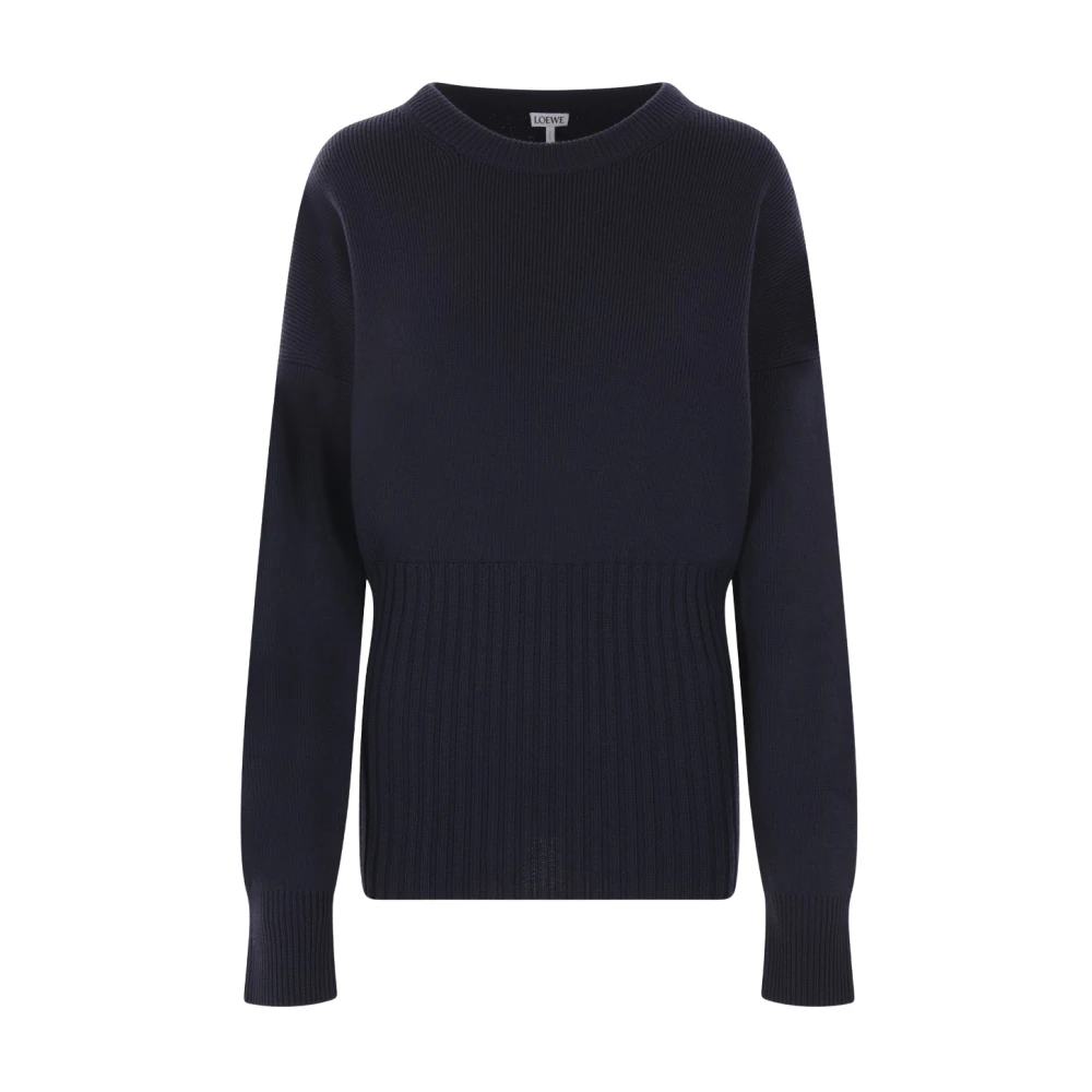 Loewe Blauwe Geribbelde Wollen Trui Blue Dames