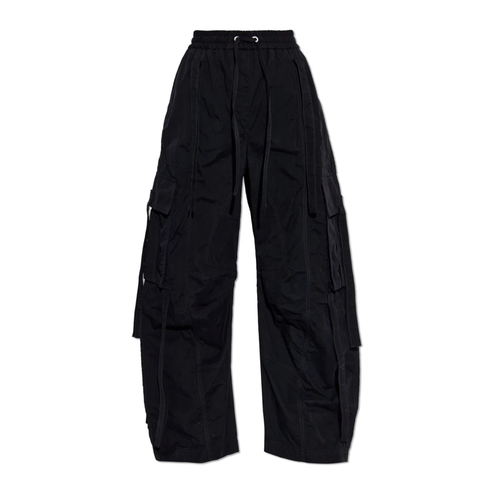 Dolce & Gabbana Women's Black Wide Trousers, Xs, Drawstring Cargo Trousers