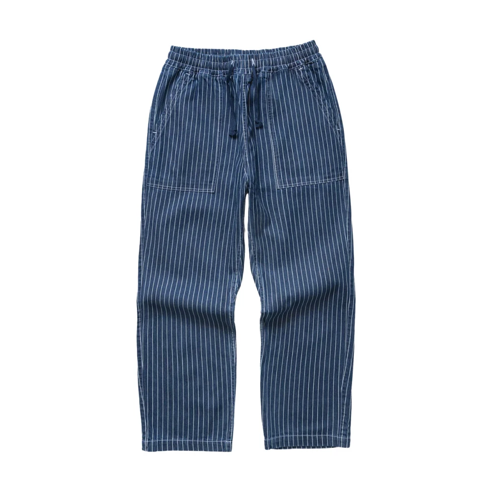 Service Works Men's Blue Straight Trousers, 2XL, Pinstripe Denim Chef Trousers