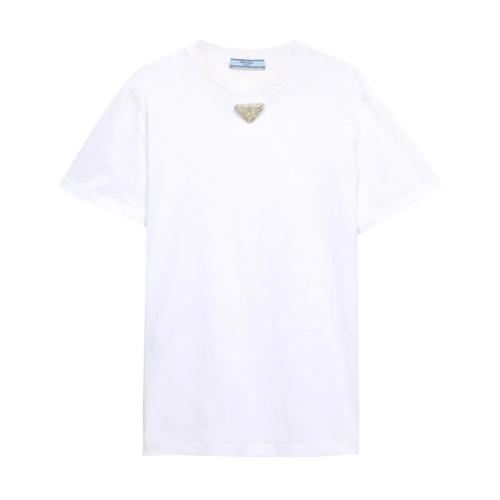 Prada Women's White Cotton Jersey Logo T-Shirt