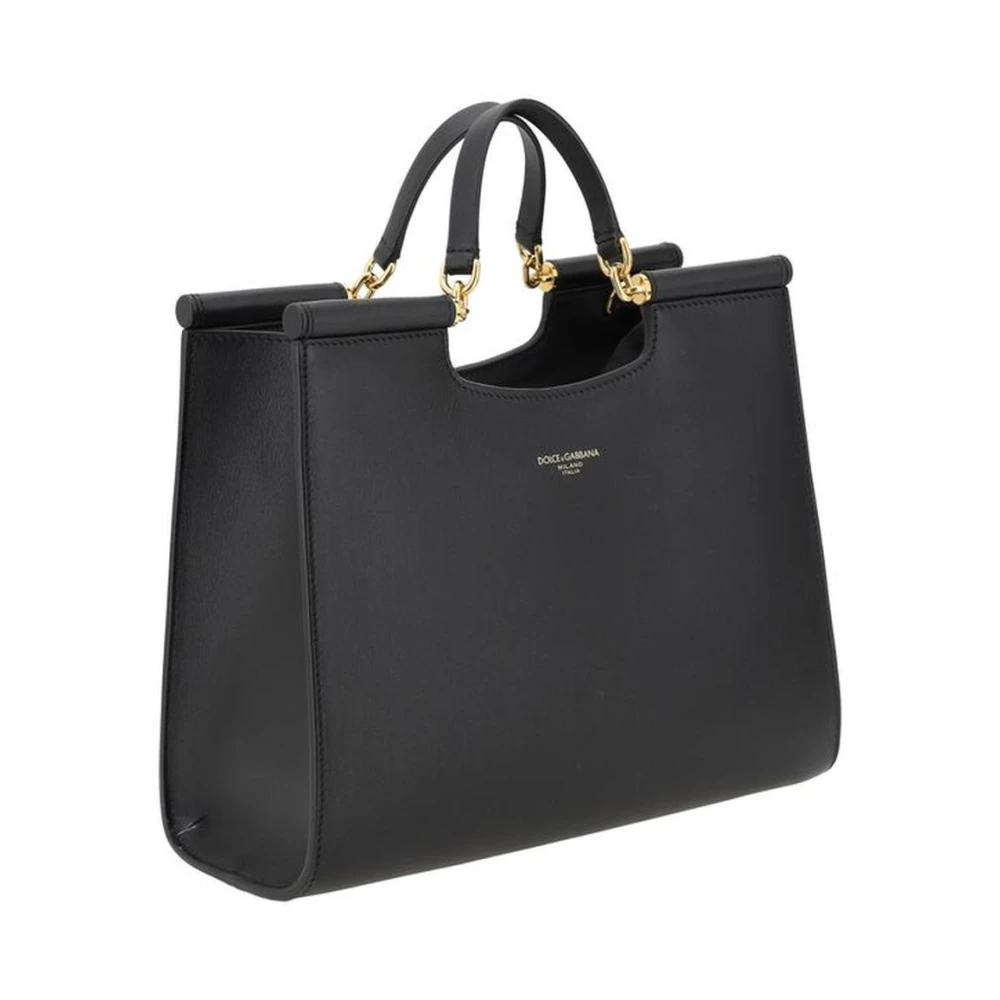 Dolce & Gabbana Monogram Leren Tote Tas Black Dames