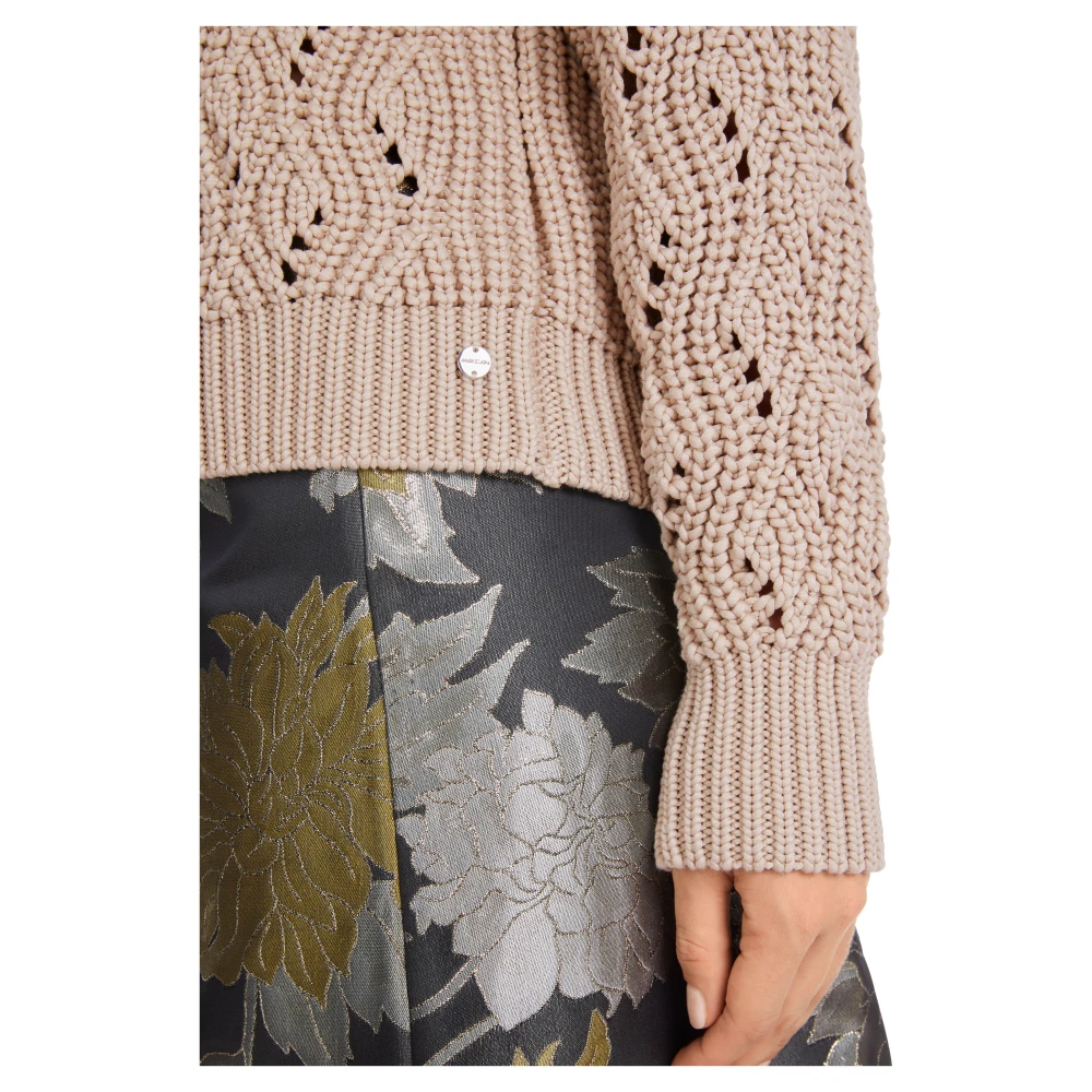Marc Cain Grob Gebreide Pullover met V-Hals Beige Dames