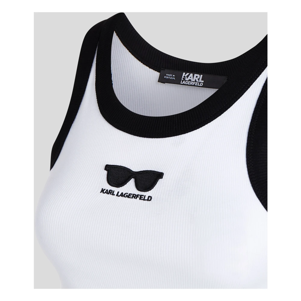 Karl Lagerfeld Dames T-shirt met contrastafwerking White Dames