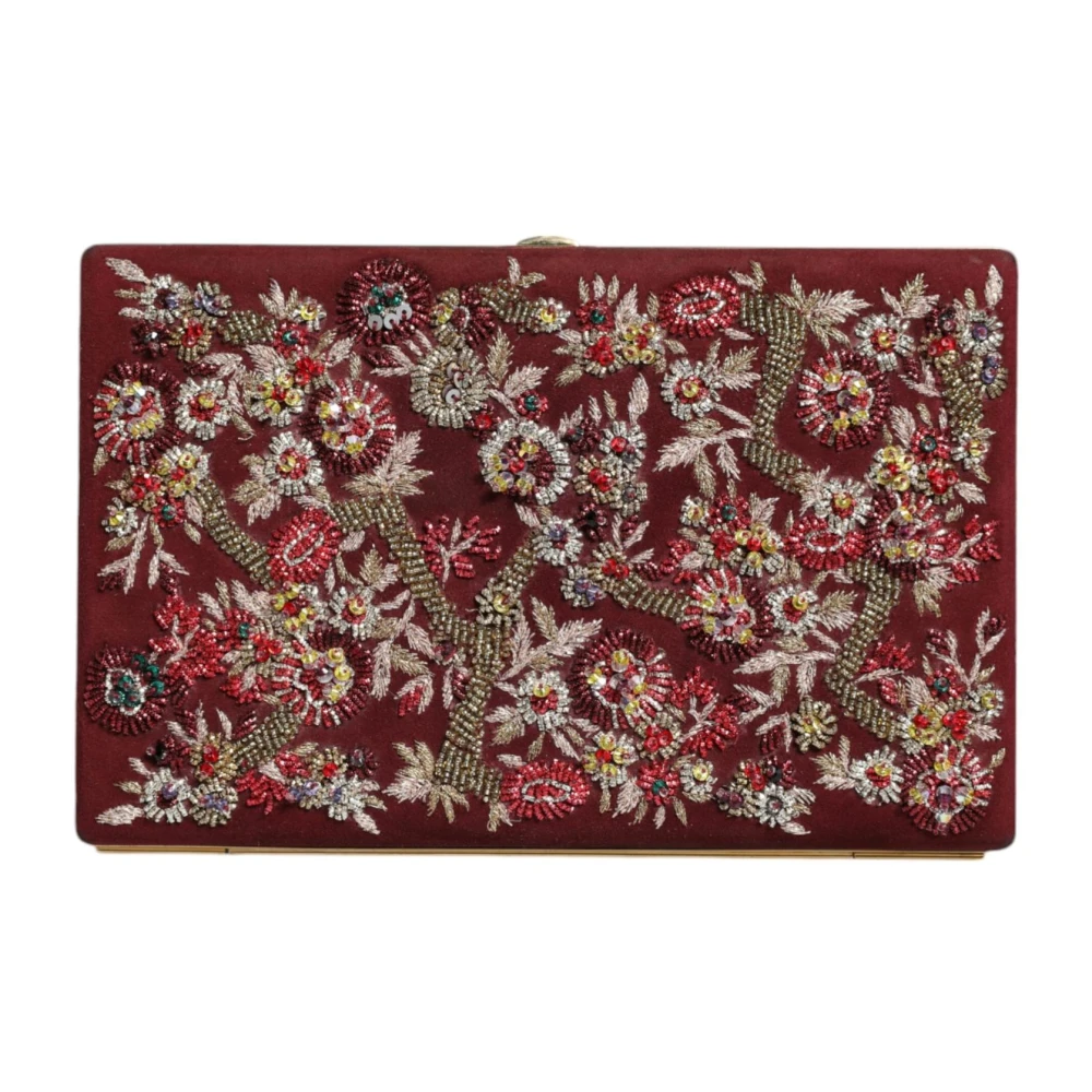Dolce & Gabbana Bordeaux Velvet Clutch Avondtas Multicolor Dames