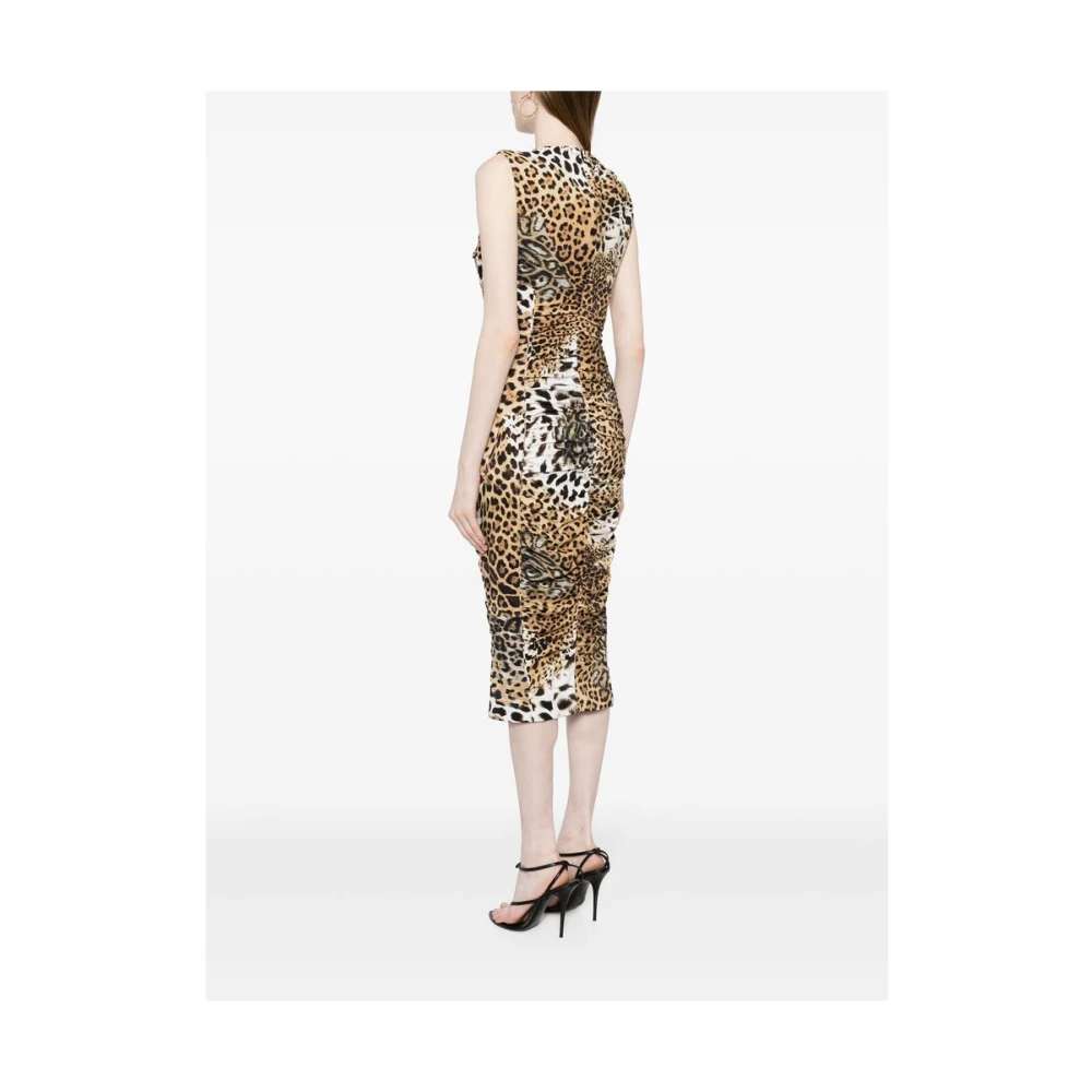 Roberto Cavalli Animal Print Mouwloze Jurk Brown Dames