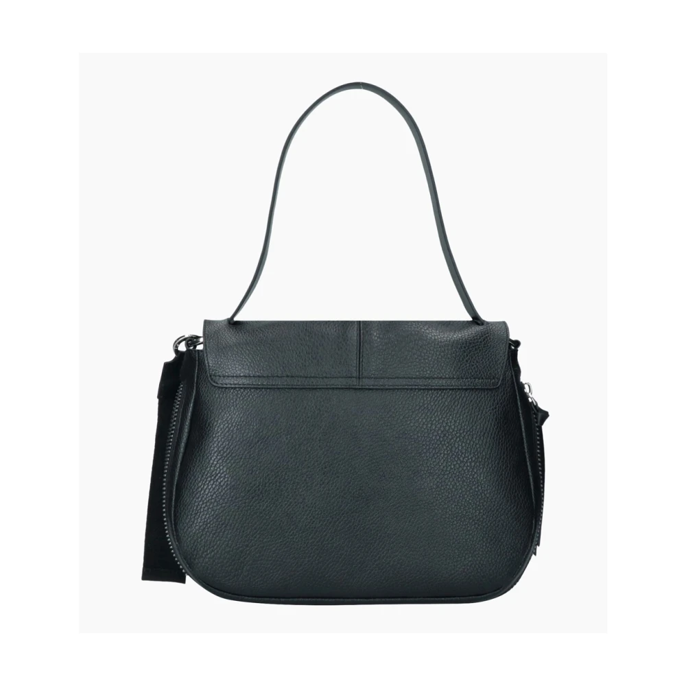 Rebelle Zwarte leren satchel tas Black Dames
