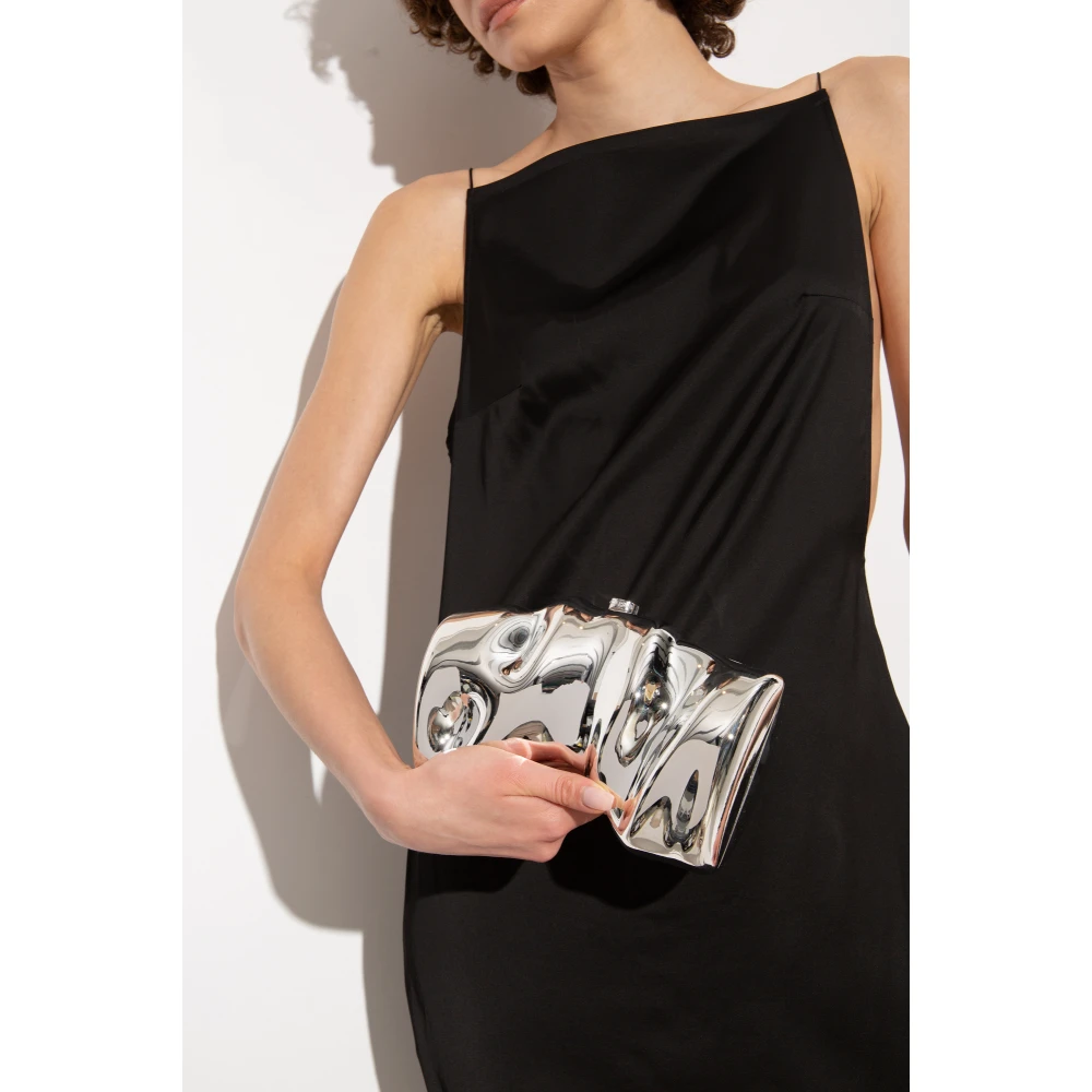 Cult Gaia Scrunch Clutch Gray Dames