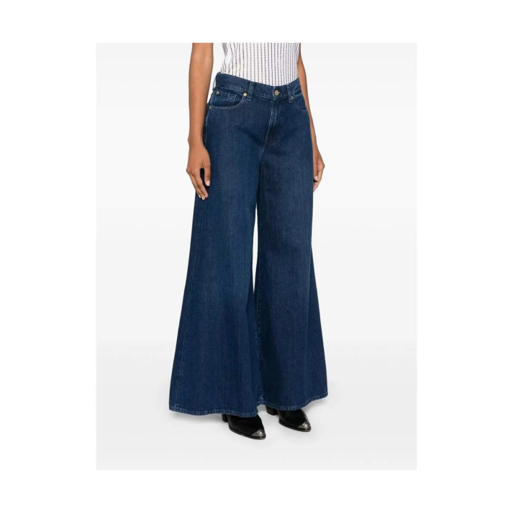 7 For All Mankind Donkerblauwe Wide Leg Denim Jeans Blue Dames