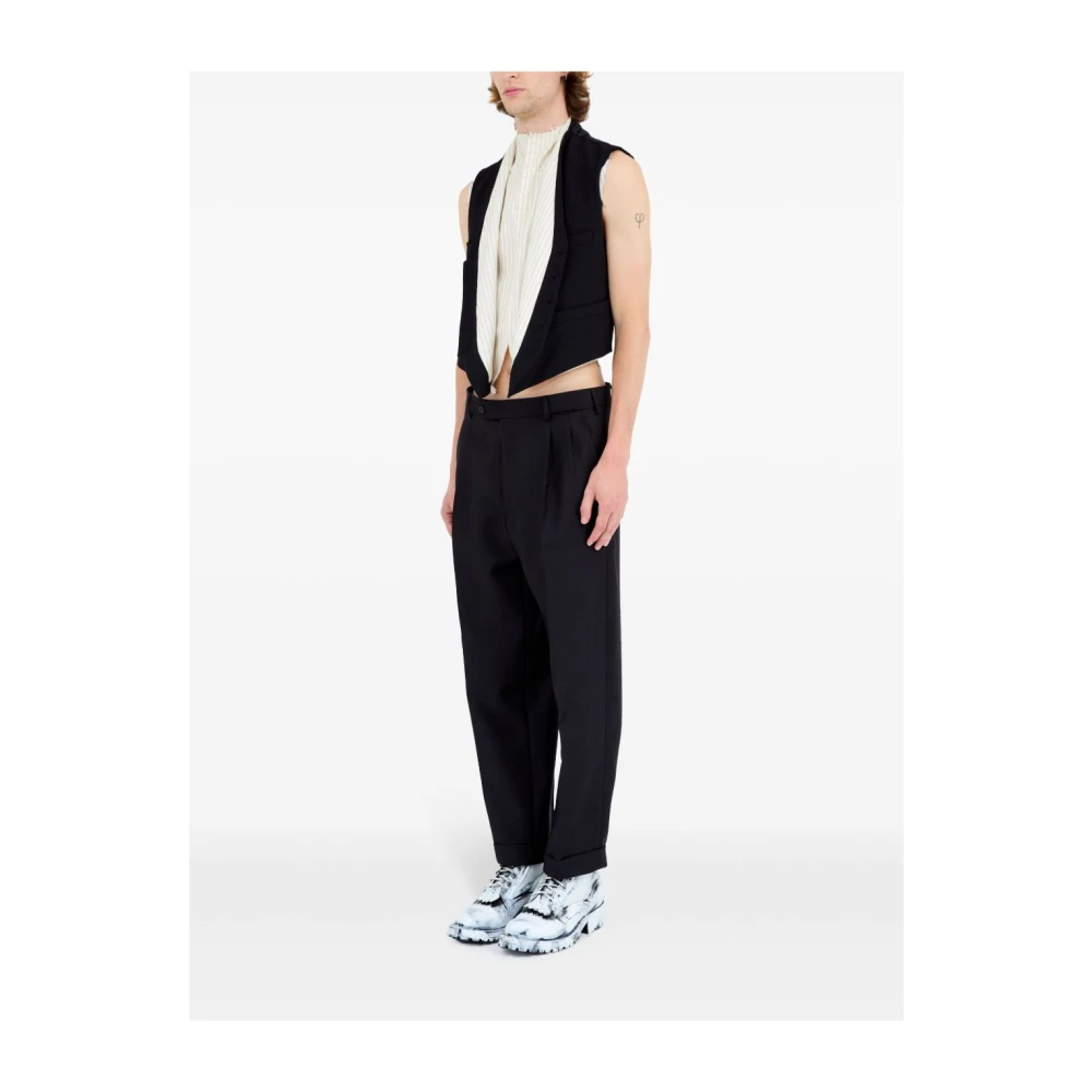 Maison Margiela Zwarte Wollen Twill Jas Black Heren