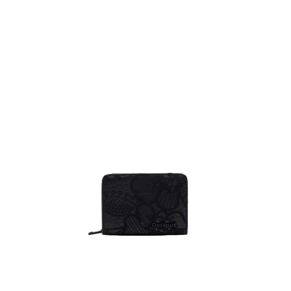 Desigual Zwarte Polyethyleen Portemonnee met Logo Details Black Dames