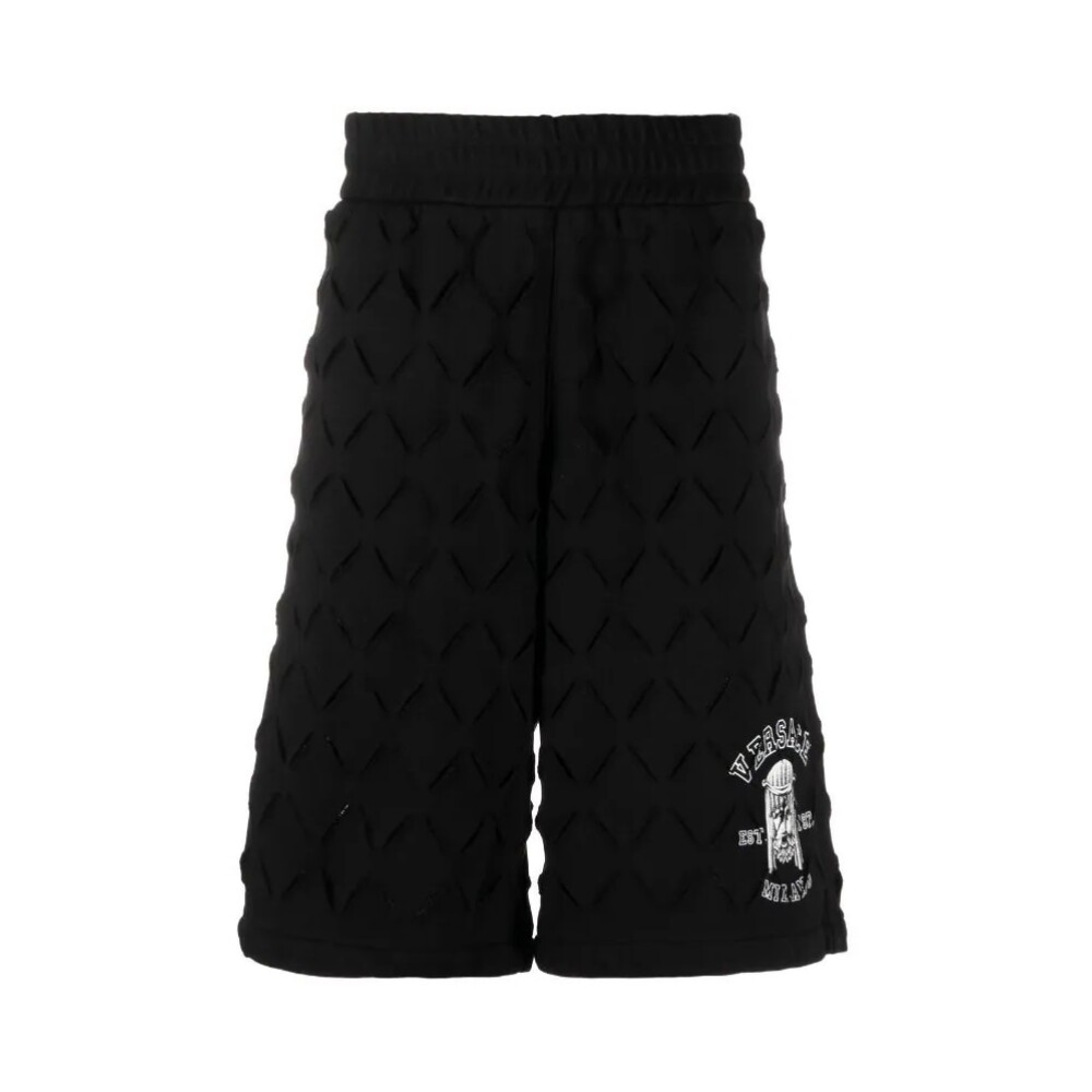 【関税＆送料込み】Versace Black Virgin Wool Blend Shorts Versace Classic Wool Shorts for Men - Black