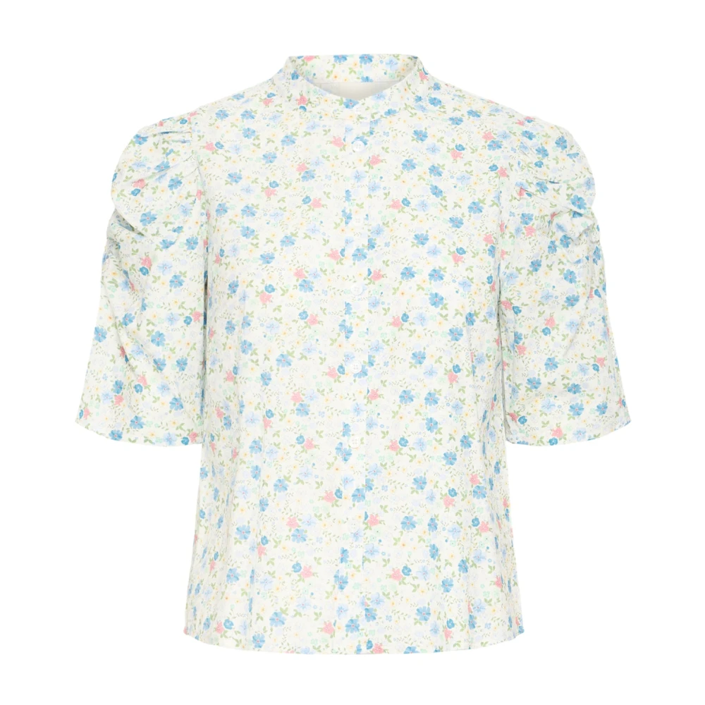 Ichi Multicolor Blue Flowers Cashmere Blouse - Female - Blouses - Xs - Blouses & Shirts