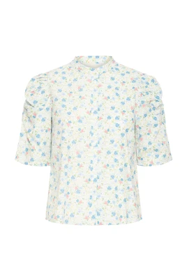 Blå Blommor Kashmirblus