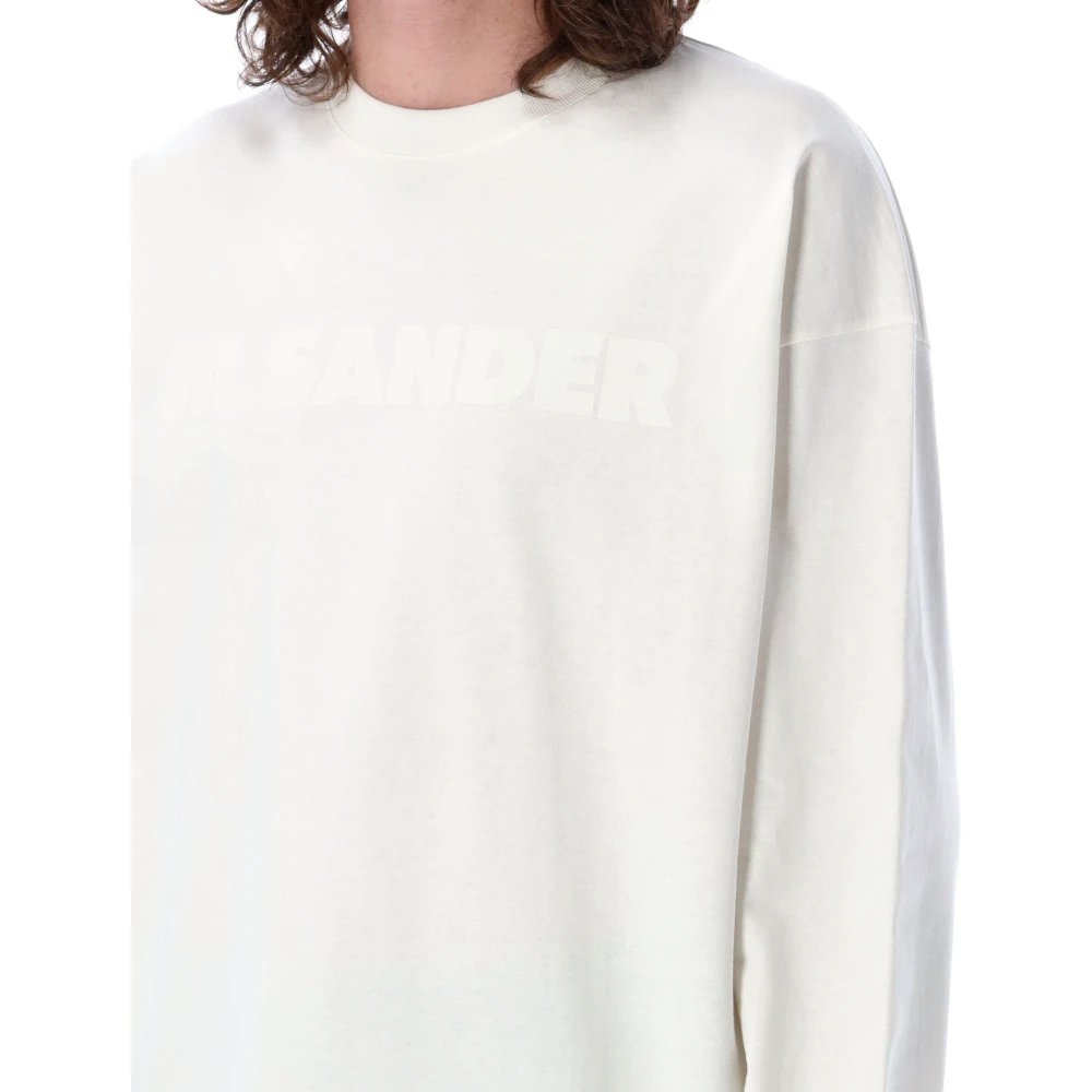 Jil Sander Porselein Logo T-shirt met Oversized Pasvorm White Heren