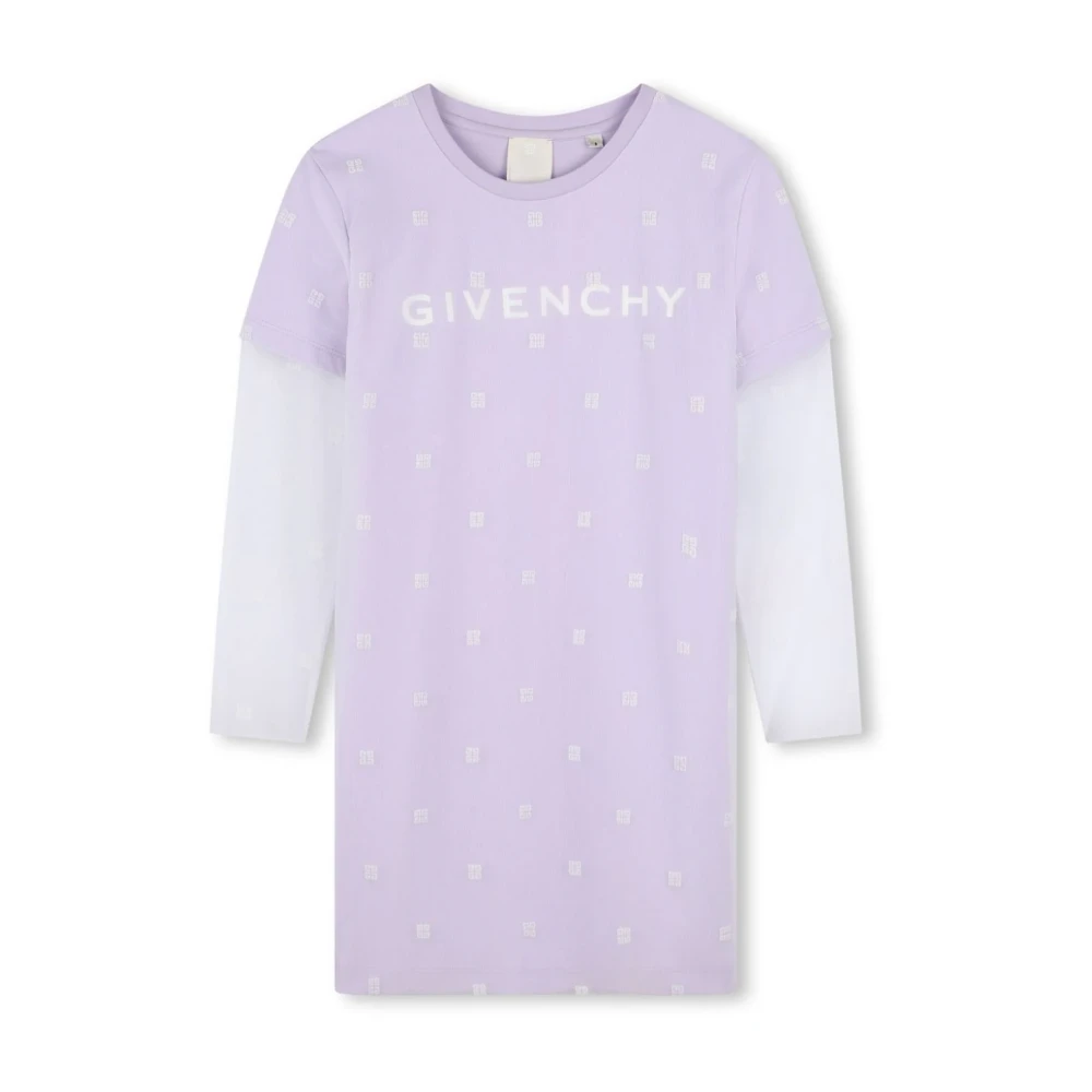 Givenchy Women's Purple Mesh Layer Crew Neck Long Sleeves