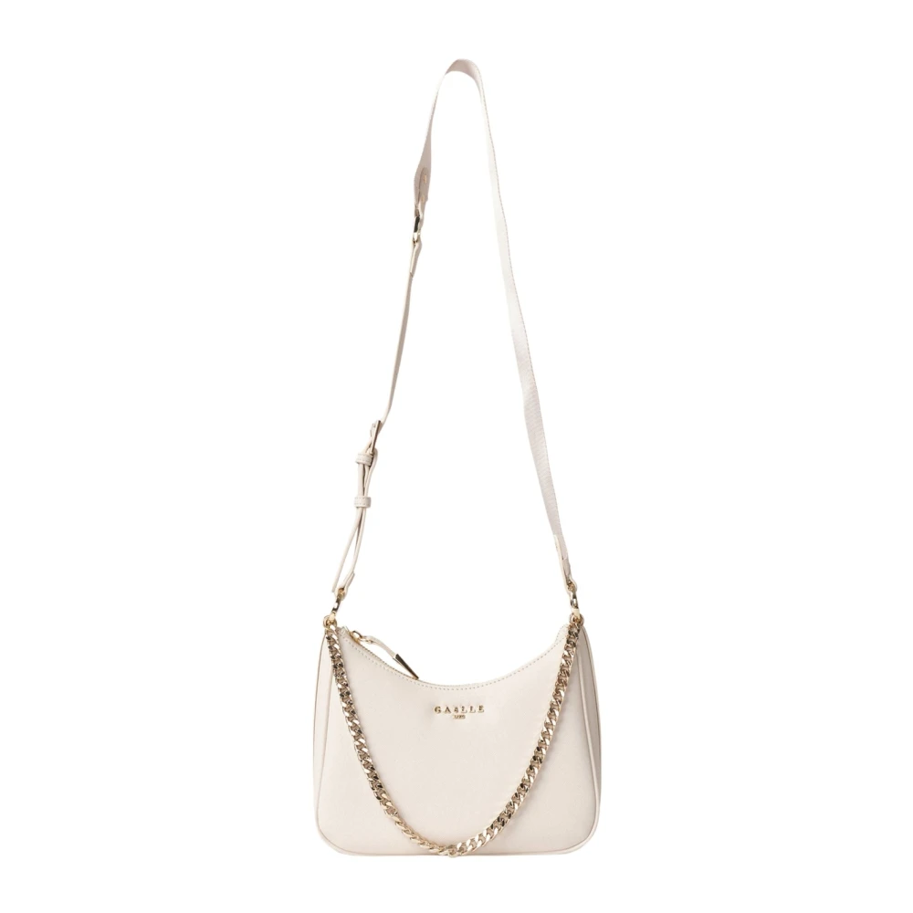 Gaëlle Paris Women's Beige Eco Leather Logo Shoulder Bag