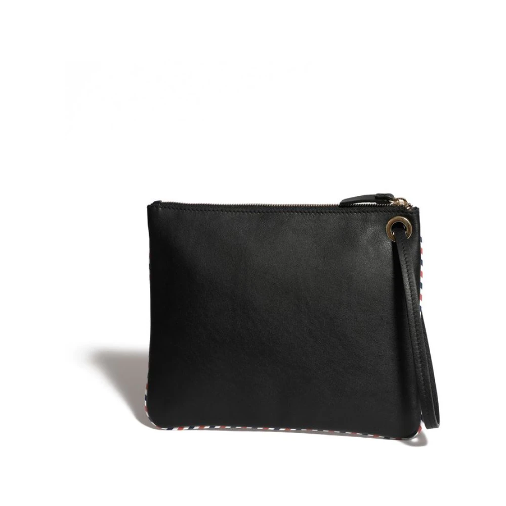 Ines De La Fressange Paris Marcia L zwart leren clutch tas Black Dames