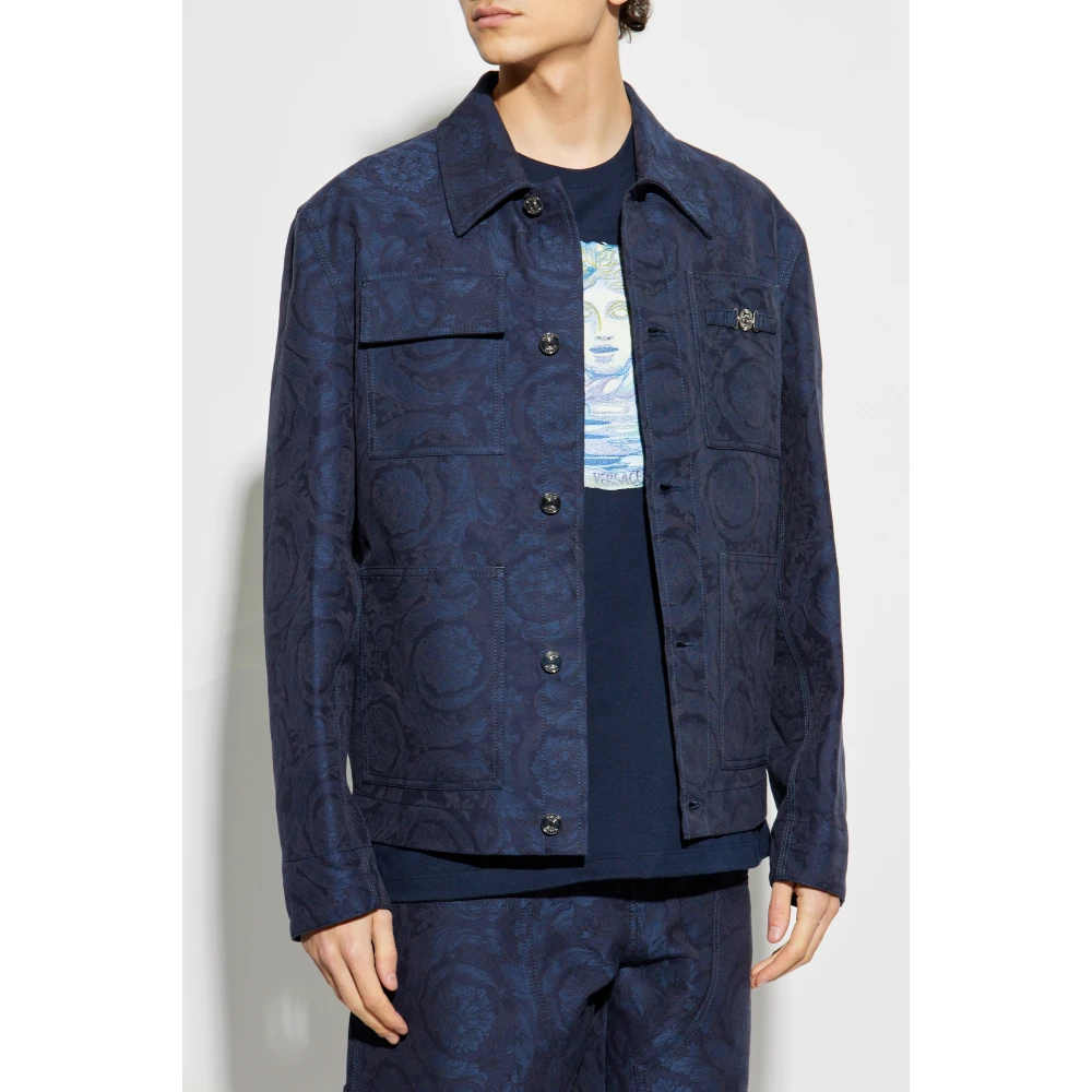 Versace Jas met Barocco patroon Blue Heren