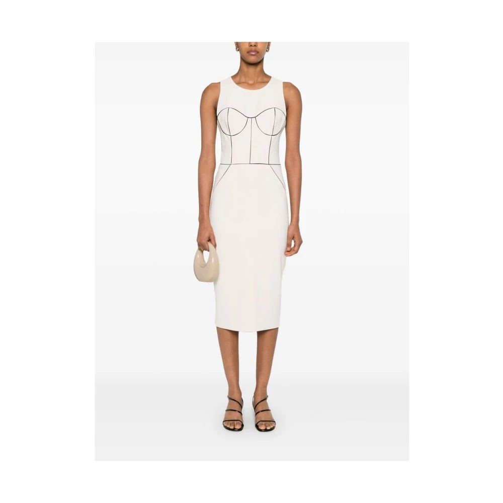 Elisabetta Franchi Chique Midi Beige Jurk Beige Dames