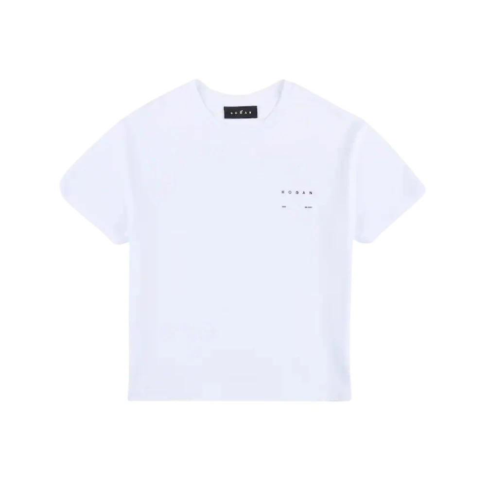 Hogan Vrouw Wit Tops Dames, Xs, Katoen, Crew Neck T-Shirt