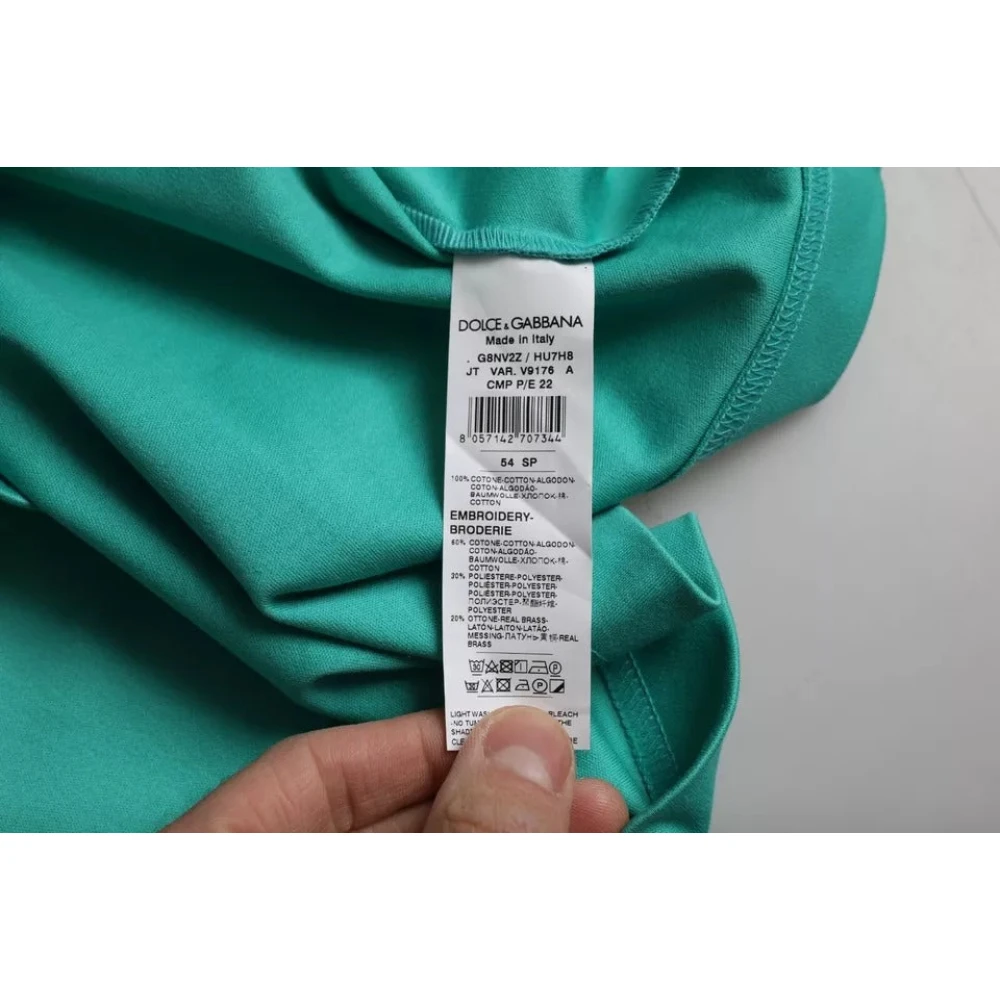 Dolce & Gabbana Groen Logo Patch Katoenen T-Shirt Green Heren