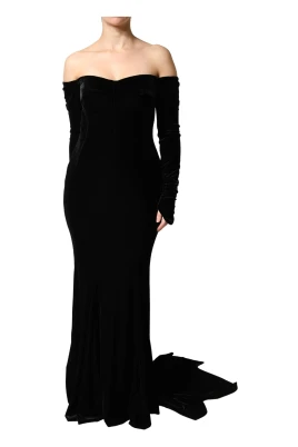 Off Shoulder Bodycon Lång Klänning