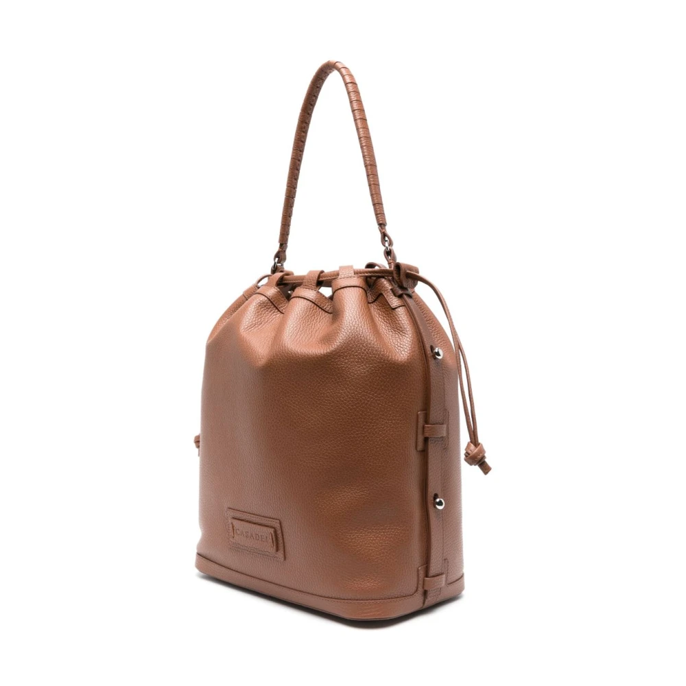 Casadei Bruin Leren Schoudertas Koordsluiting Brown Dames