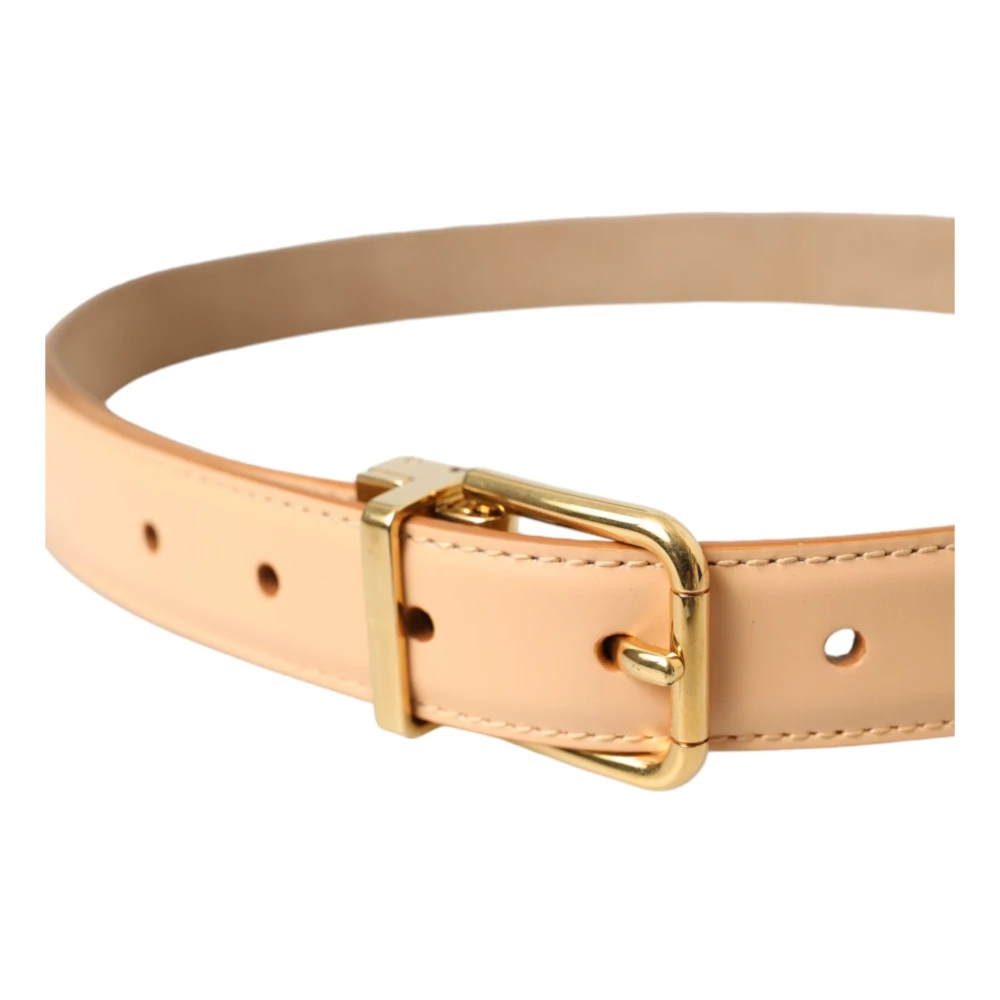 Dolce & Gabbana Beige Metalen Logo Gesp Riem Beige Dames
